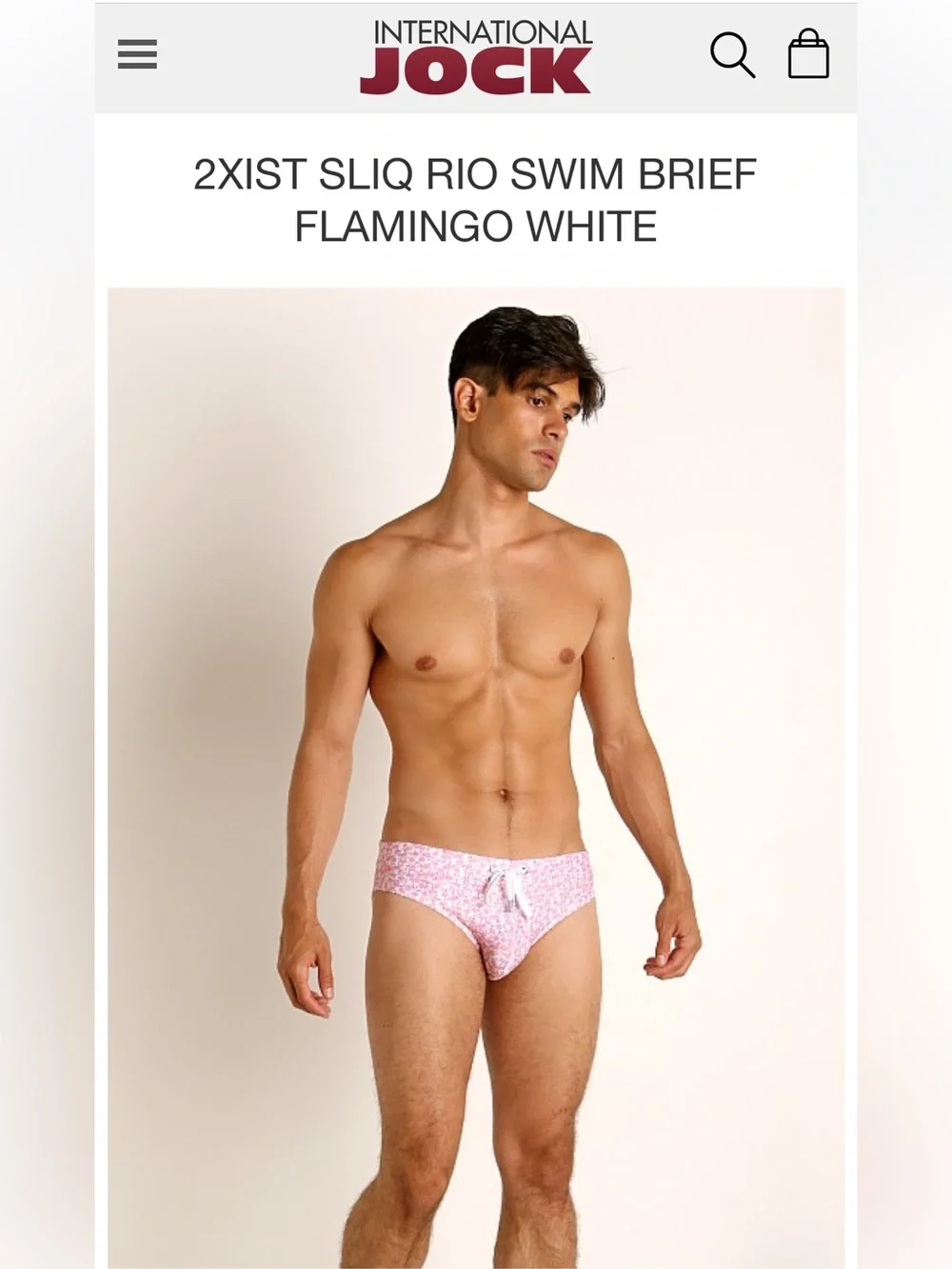 2XIST Flamingo Swim Brief MENS LARGE Sliq Rio Pink Flamingo